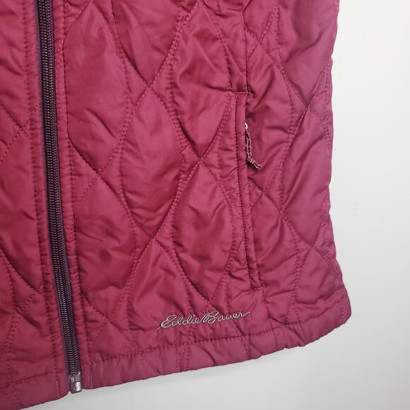 Eddie Bauer Women's XS Maroon Quilted Full Zip Up Vest Sleeveless Outerwear - Picture 2 of 11
